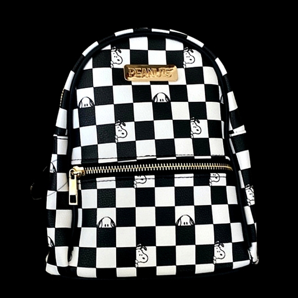 Snoopy Black and White Checkered Backpack
